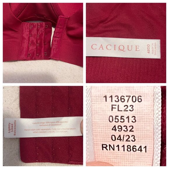Lane Bryant Cacique 48DD Lightly Lined Balconette Bra Red Adj Straps Comfortable - Picture 3 of 16